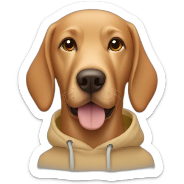 Ginger Labrador with two brown haired woman one wearing a hoody the other wearing a sweater  sticker