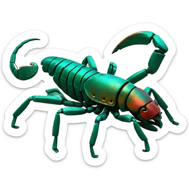 Black red gold green cyan rusty grunge effect scratched patina scorpion with stinger large stinger tail scorpion tail scorpion sting  sticker