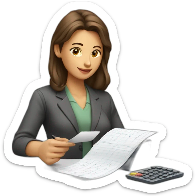fisrt woman with calculators and second woman filling paperworks sticker