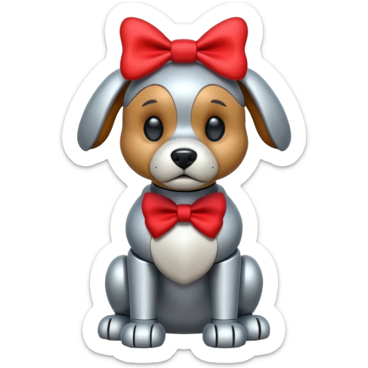 animatronic dog with red bow time like fnaf but dog emoji ios sticker