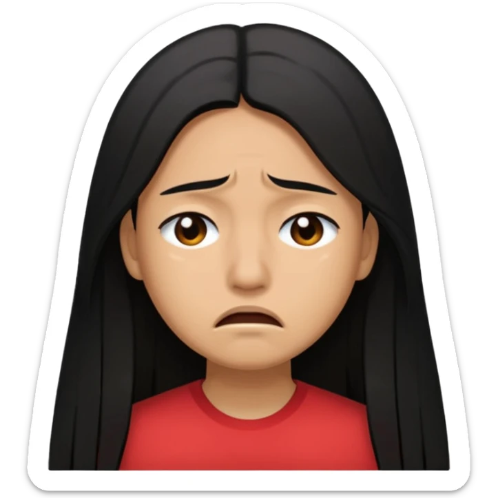 light brown skin tand straight, long black hair past mid back. Upset and crying  sticker