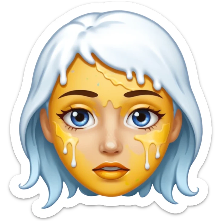 white icing on woman just on the mouth and eye area more splattered not in the hair sticker