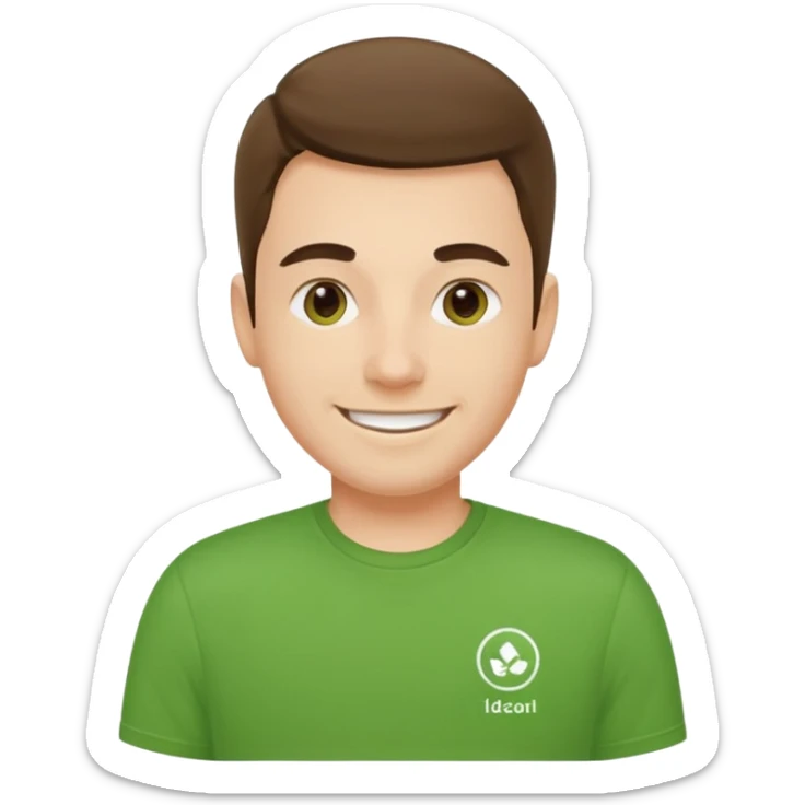 manager of delivery company in green t-shirt sticker