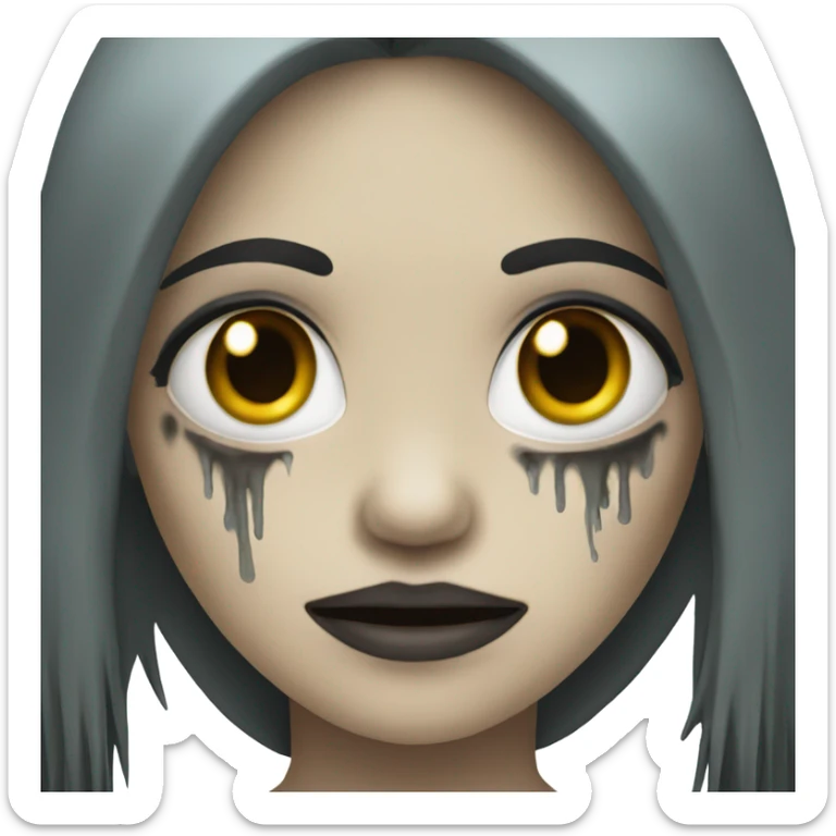 girl zombie with black long hair and franja  sticker