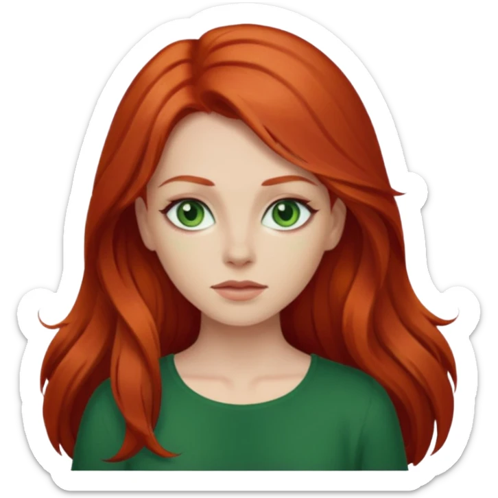 je veux un emoji femme rousse les yeux verts foncé et les cheveux plus longs  sticker