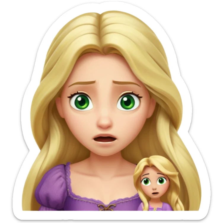 tangled disney rapunzel fair skin green eyes blonde hair horrified sticker