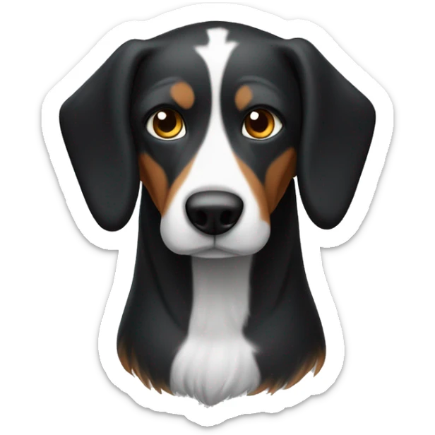 A hunting dog with black and white hair from the Dratkhar breed sticker