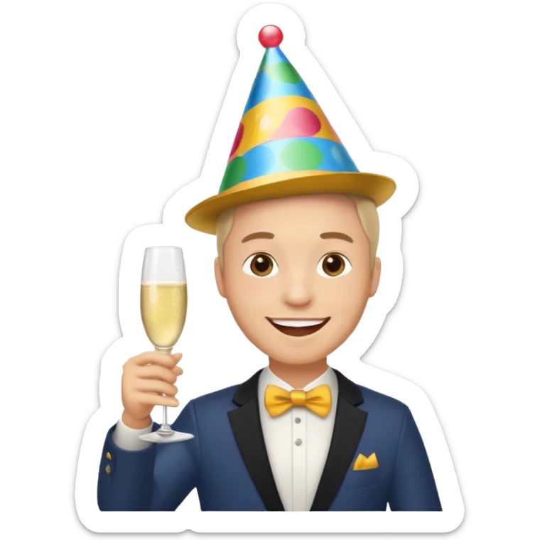 Emoji de un holbre feliz de festejo solo cabeza  sticker