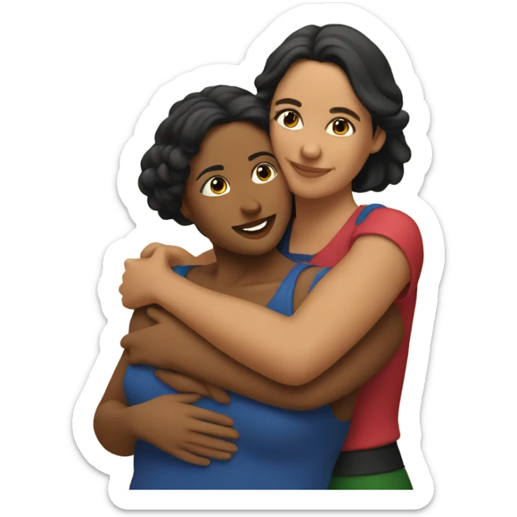 puerto rican woman giving an Italian woman a hug sticker