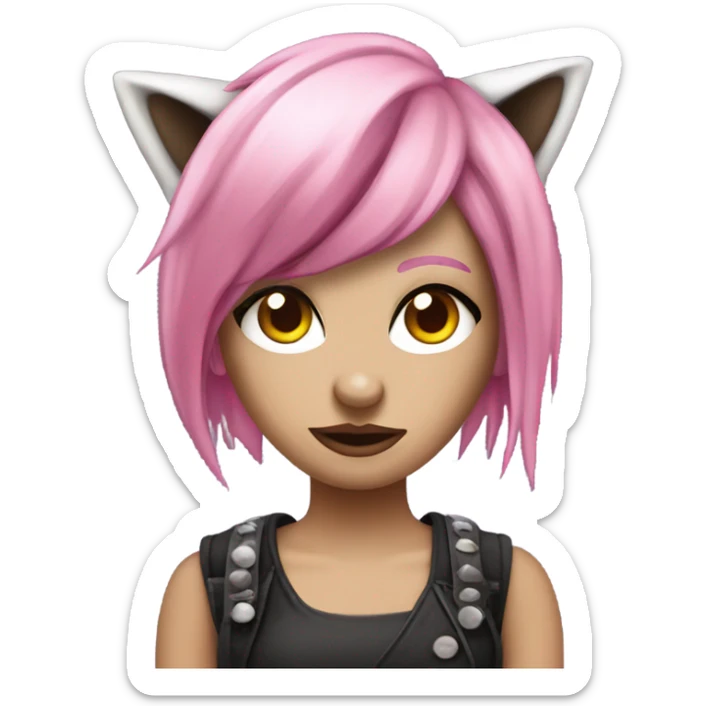 Spooky Punk Style White Girl with pink hair in funky raccoon costume sticker