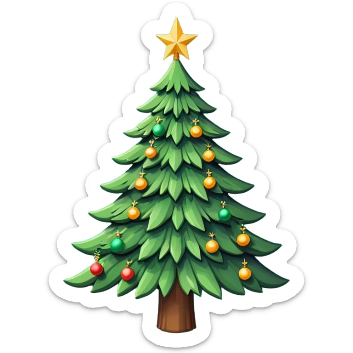 un arbol de navidad en lo lejos, y haiga un texto super bonito que diga "Llegó la navidad", y un fondo navideño (que sea en pixel art, toda la imagen) sticker