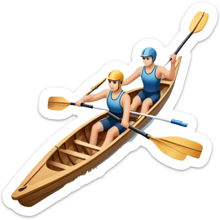 An icon showing a close-up of crossed oars, a sleek racing shell, and rippling water, symbolizing rowing. The design includes droplets in motion and a streamlined boat tip cutting through waves. Transparent background emphasizes strength, precision, and the spirit of competitive rowing sticker