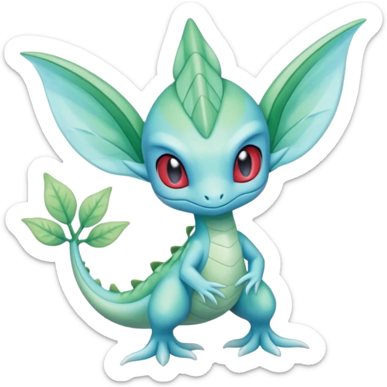 Icy Snowy frost flaky ethereal celebi-Salamence-Grovyle-creature (full body) sticker