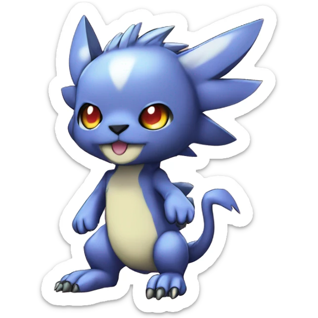 cute kawaii cool edgy colorful Digimon-Fakemon-animal full body sticker