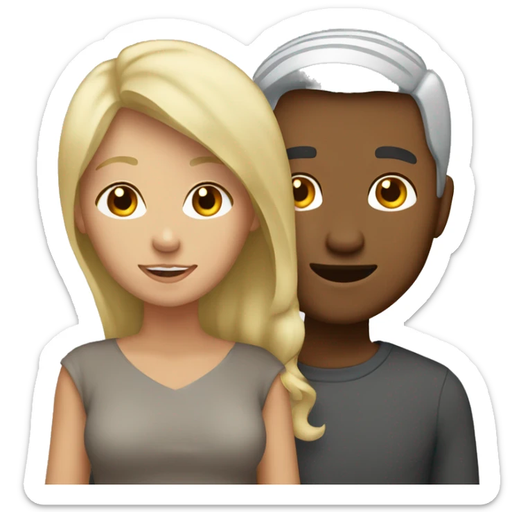 Brown boy grey hair blonde woman couple sticker