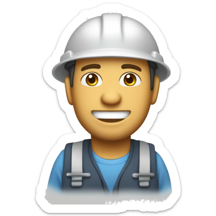 Hombre moreno con un casco blanco de ingeniero, con el pulgar arriba y sonriendo sticker