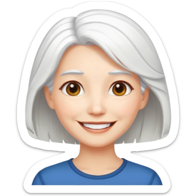 pure white hair, cute mature girl sticker
