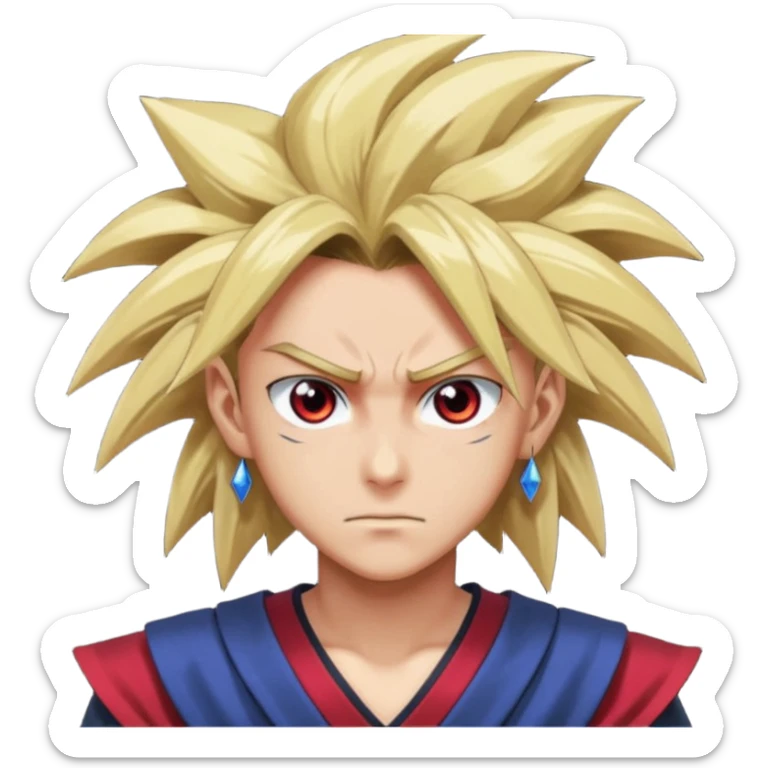 Yugi from Yu-Gi-Oh as an emoji, determined face, hair blowing, Millennium Puzzle, dramatic lighting sticker