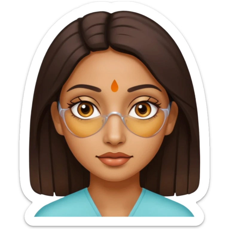 make an emoticon of a woman that has gel-like under eye patches of skincare of transparent color and make the woman slighlty indian, please remove the earrings anf the bindi  sticker
