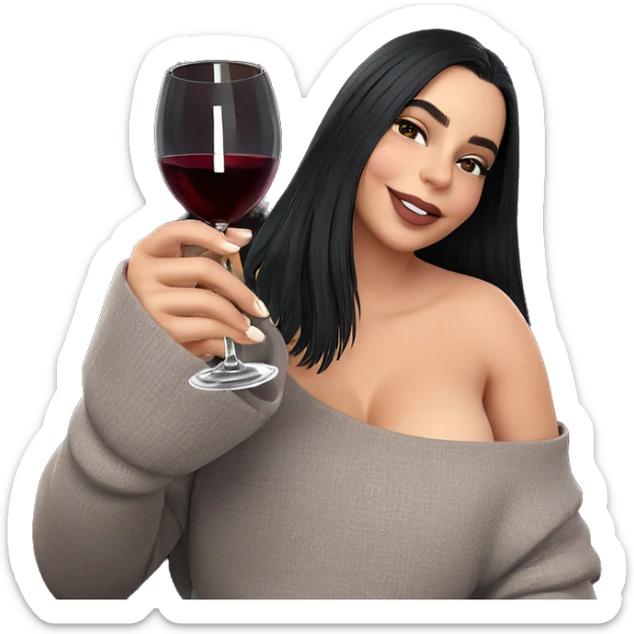 cozy girl with wine glass sticker