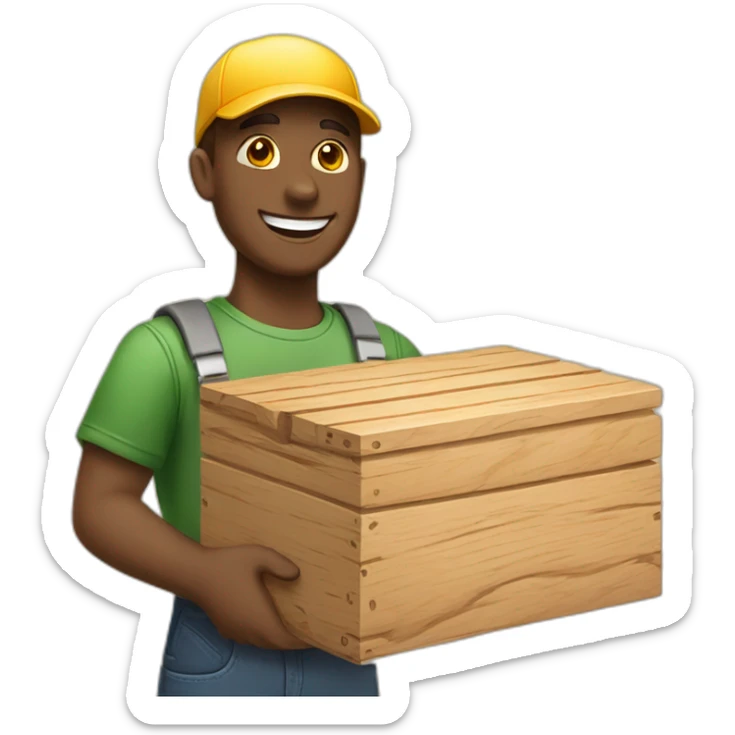  A person holding a box of wood with a beautiful smile will make any wooden product you want sticker