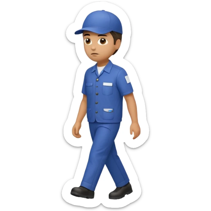 emoji of delivery man is going somewhere to the right , he is sad, he is dressed in work uniform sticker