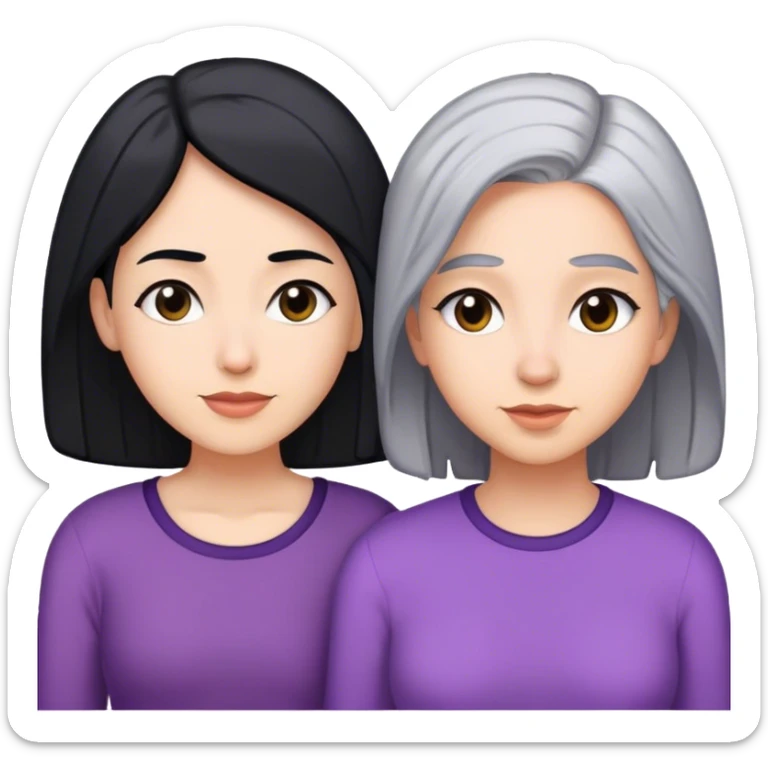 mom has grey hair and teenage daughter has black hair duo black girls  sticker