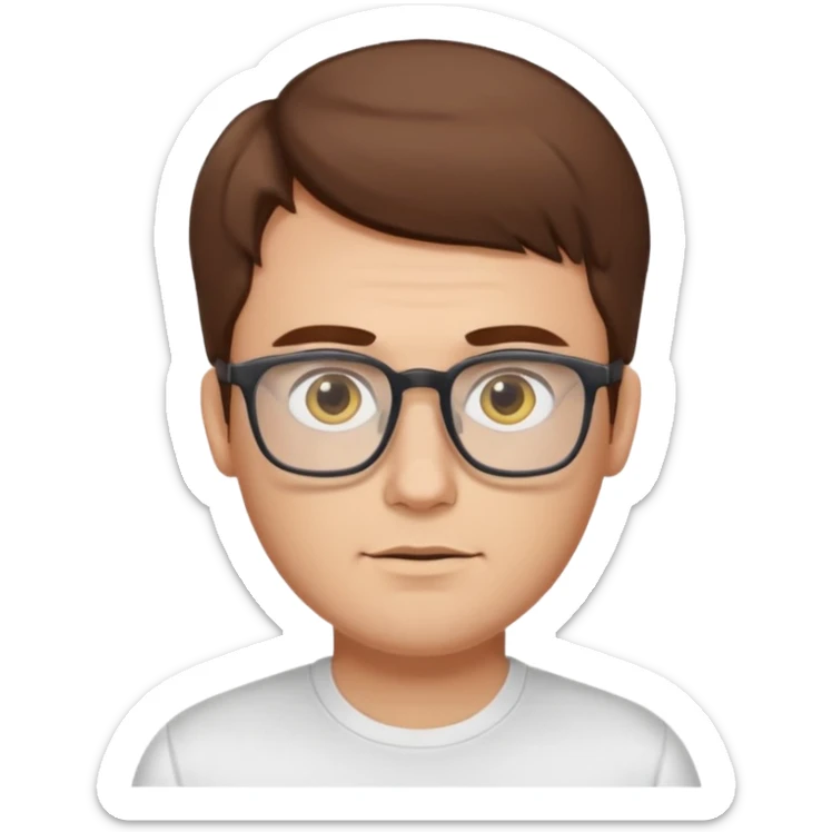 a young dad with brown hair, longer face, light yellow skin color, small eyes with rectangular glasses, without beard sticker