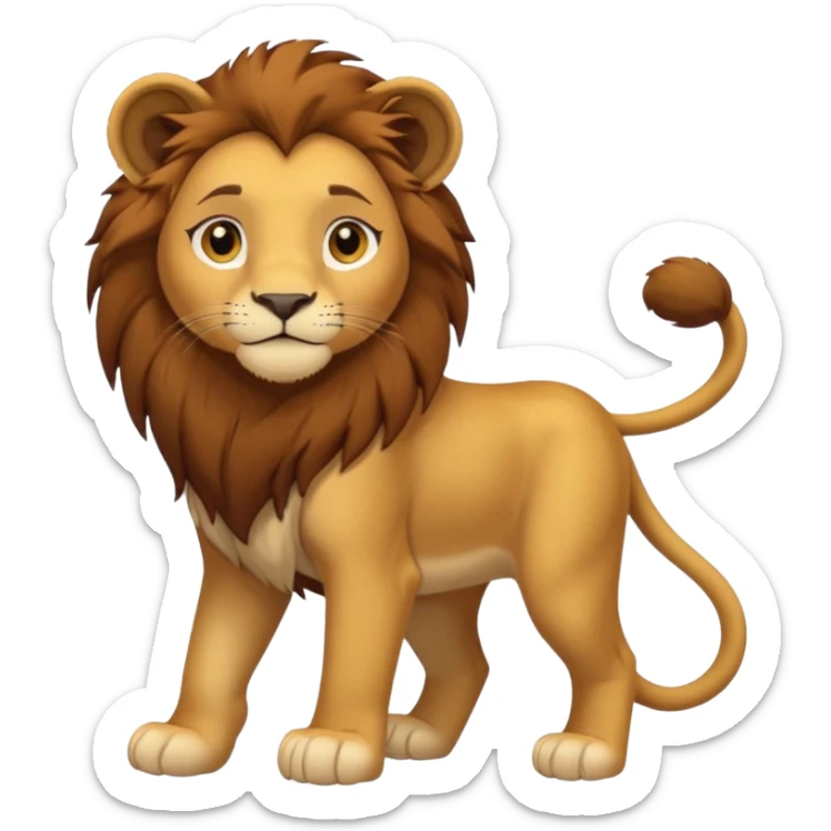 in lion family, only Kid Girl lion., full body, single tail sticker