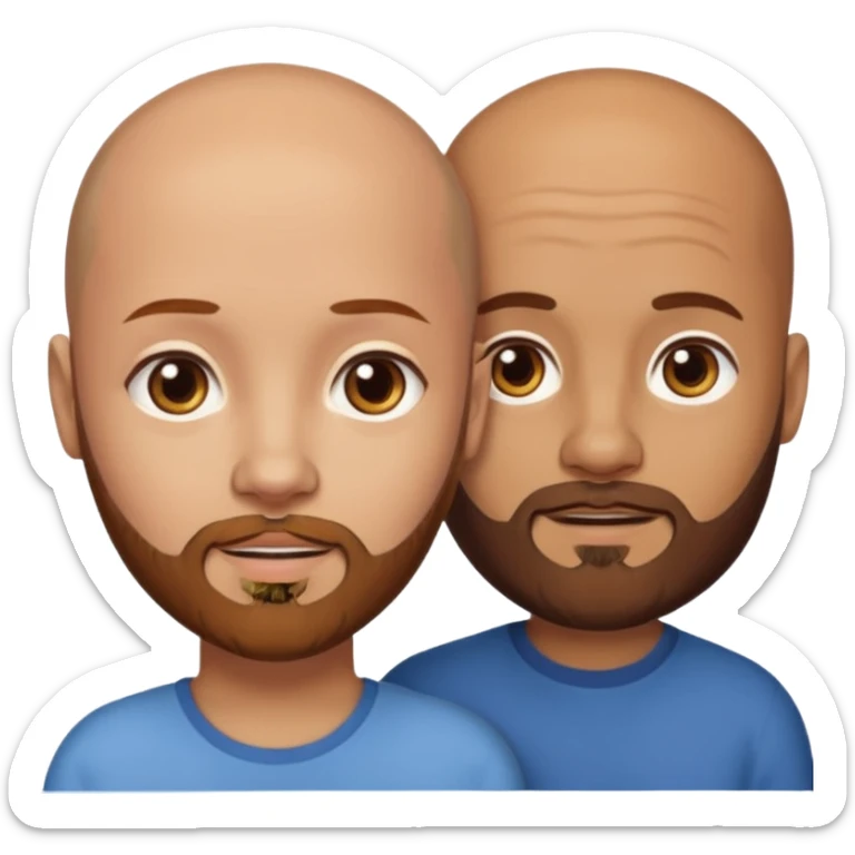 Couple. A bald man with brown beard and a girl with light skin dark yellowish brown auburn hair. sticker