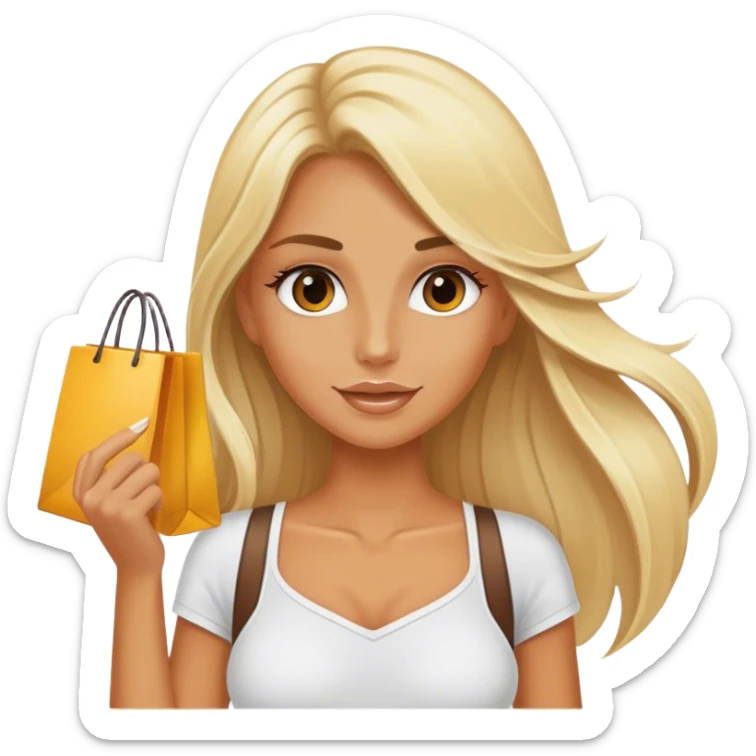Blonde girl shopping with fake tan long hair  sticker