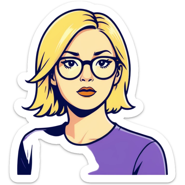 Make a sticker of a 60 year-old very tall, blonde woman with glasses that’s rooting for the ravens sticker