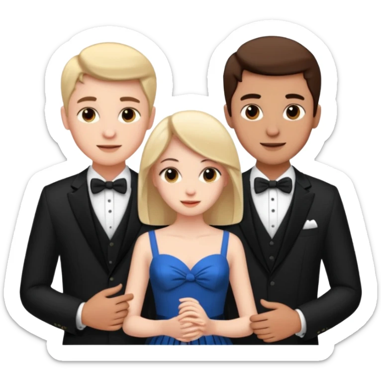 three people: two guys, one girl

they're in love, they're dressed sticker