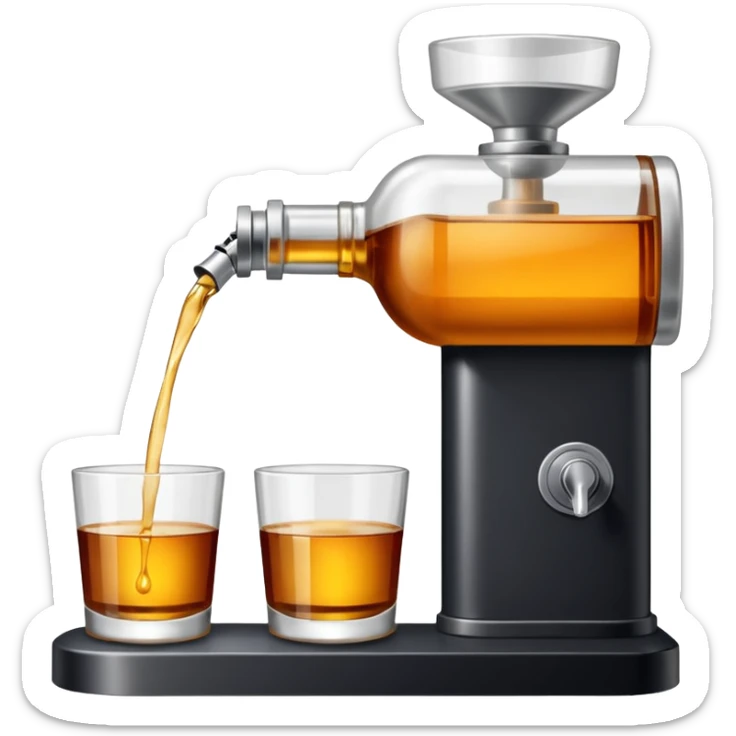 Envasado de botella de licor con boquilla de la maquina para llenado y sin logo en la botella sticker