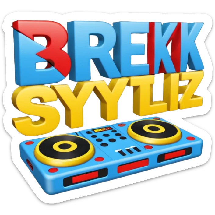 un gif texte qui défile  "BREAKSTYLEZ TV"  change de couleur sur fond noir sur le theme dj sticker