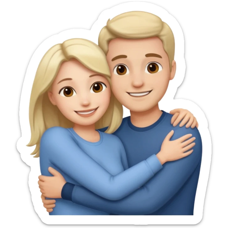 A hugging couple of a woman and a man sticker