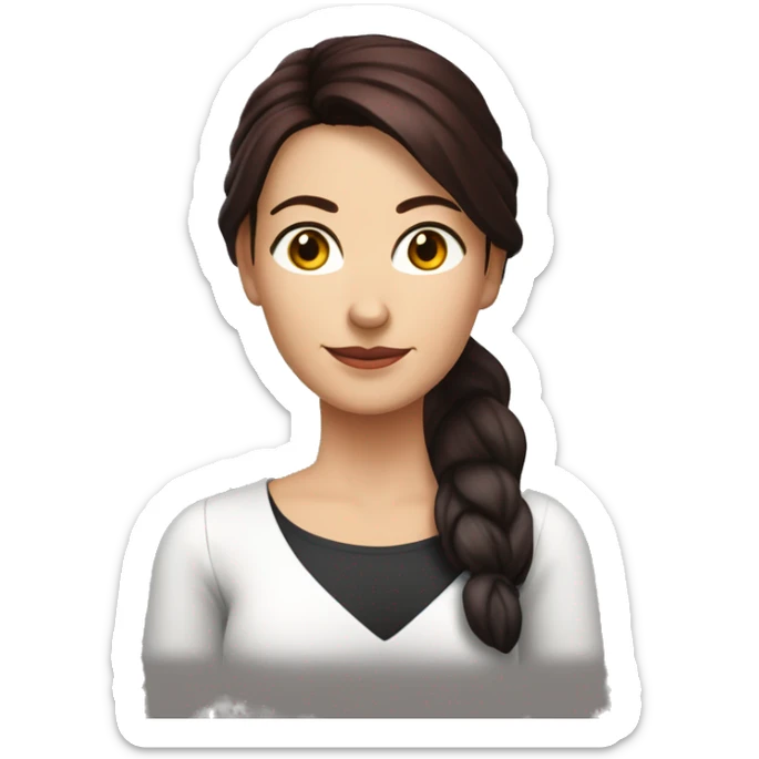 german Mature Woman in her mid 40's, (((Age 45))), Dark red Hair roots with black tips, long-lenght hair, Hairstyle Pony tail, Facial Features Sharp and symmetrical, 
 sticker