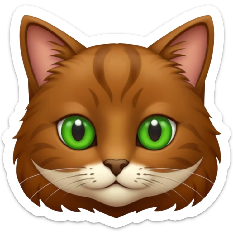 eine braune flauschige niedliche katze mit grünen augen (nicht leuch sondern matt) sticker