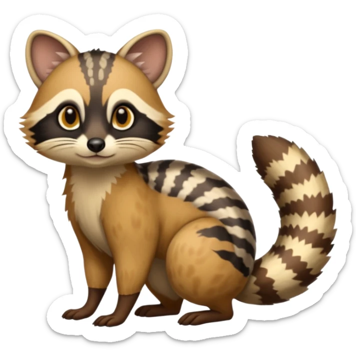 Civet-Numbat-Ocelot-Tanuki-Ocicat-hybrid-fusion, full body sticker
