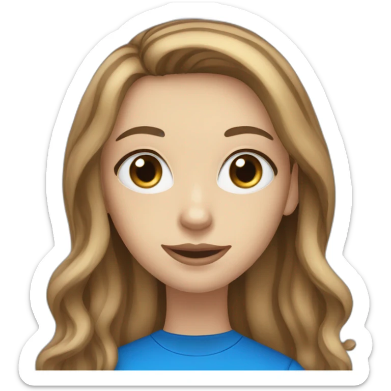 long light brown hair woman with blue eyes black stripy t-shirt sticker