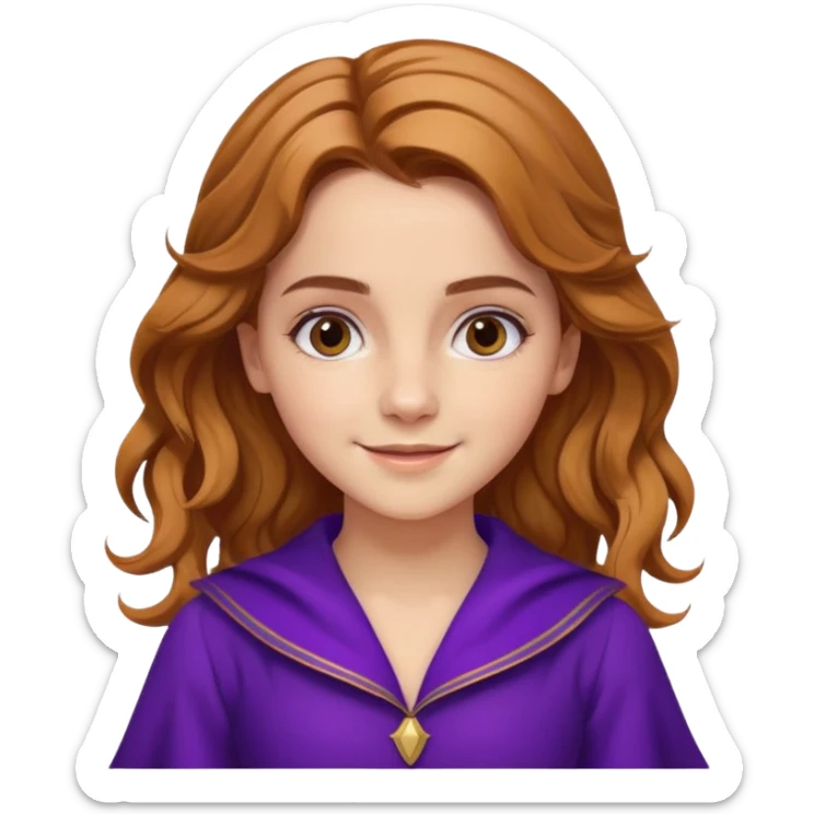big biceps, muscled torso, very beautiful italian happy girl, looking like Emma Watson, with wavy bright hazelnut hair, dressed in a beautiful violet costume sticker
