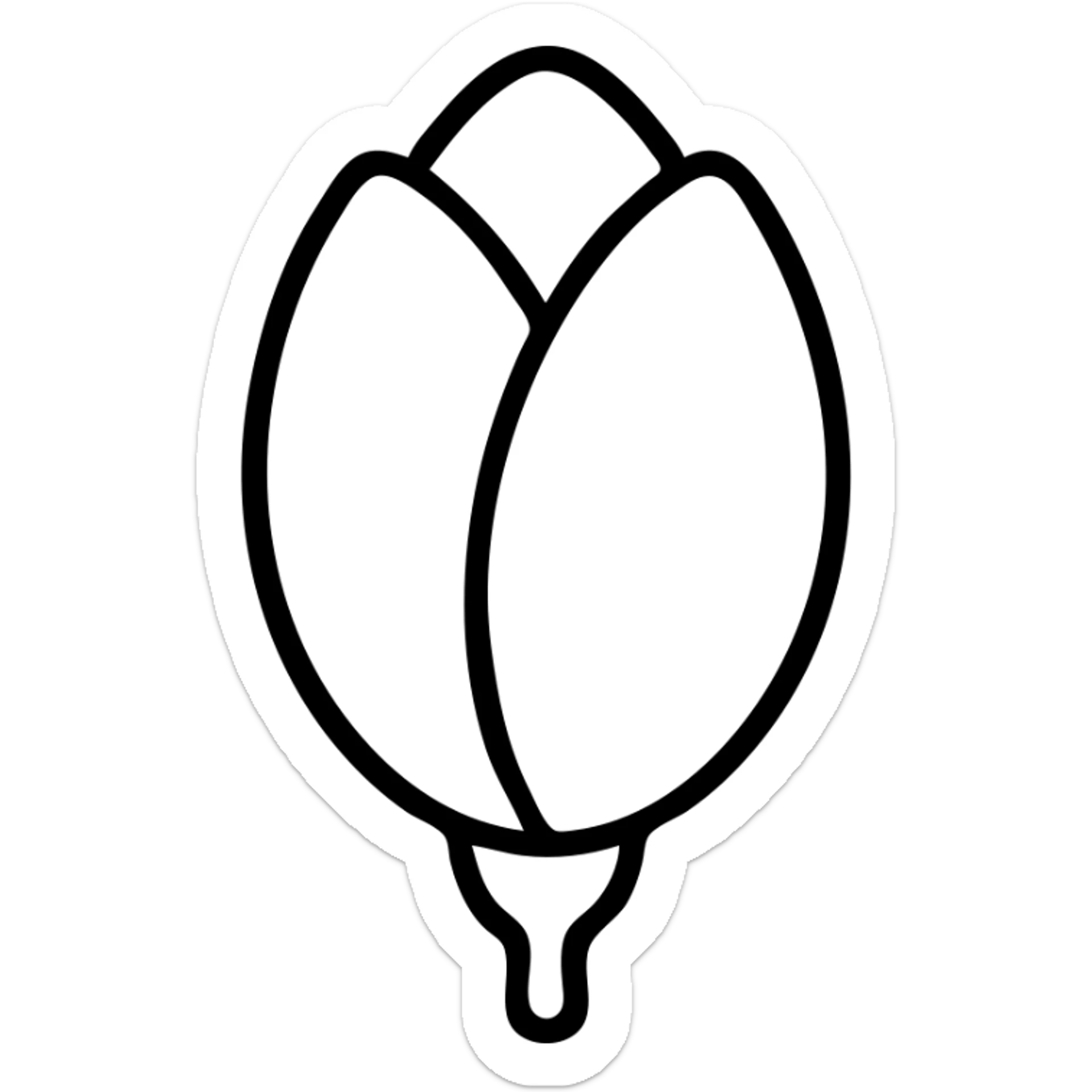 minimalist top-down view of a magnolia flower bud with soft white and light pink petals, fully visible against a plain white background, no extra details sticker