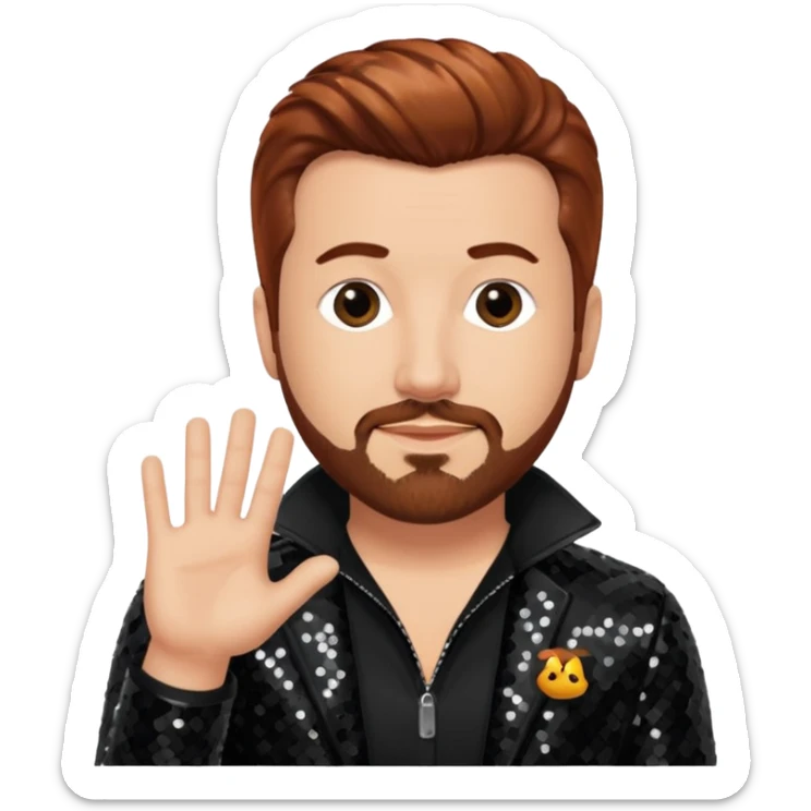 Joey Fatone from 'N Sync with auburn hair, black sequin outfit, light skin sticker
