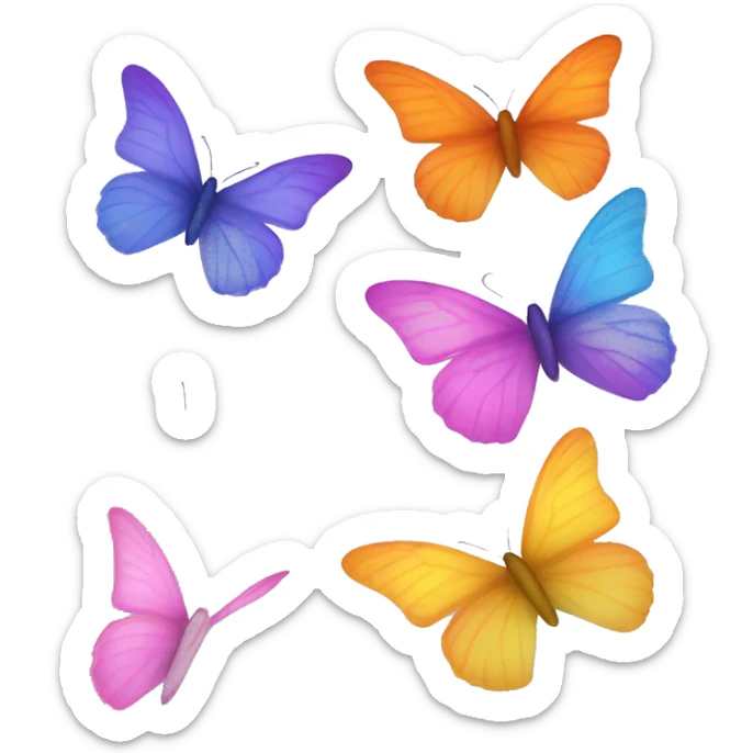 1 Purple, 1 orange/yellow, 1 blue, and 1 pink butterflies sticker