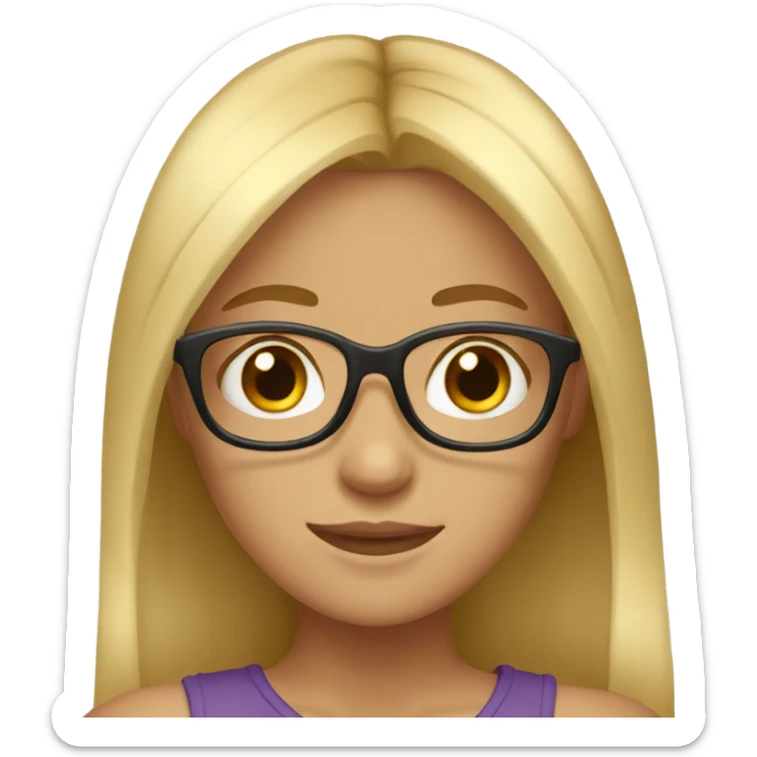 a girl with blonde and long hair who use glasses and has brown eyes sticker