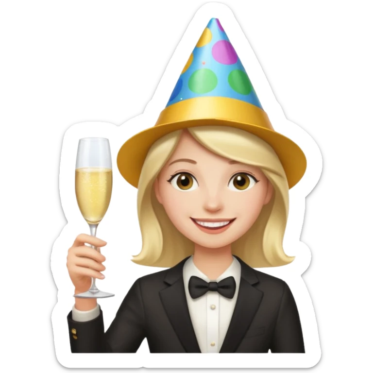 Emoji de un joven feliz de festejo solo cabeza  sticker