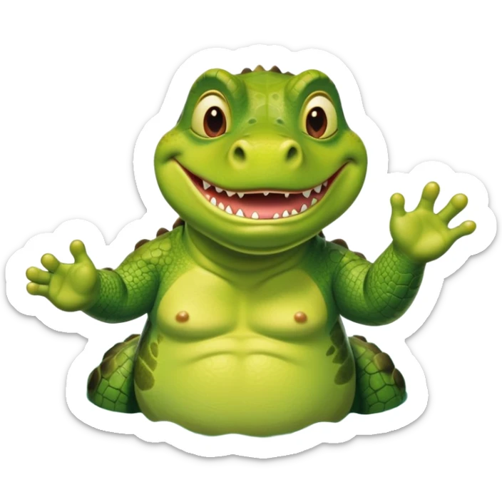 Green Shrekodil (mix of Shrek and crocodile) swimming breaststroke in a puddle sticker