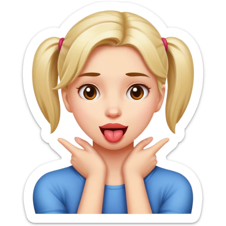 a girl with arms crossed grabbing her neck with tongue out sticker