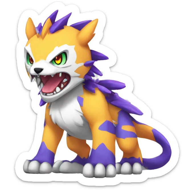 cute cool edgy Digimon-Fakemon-animal with colorful markings full body sticker