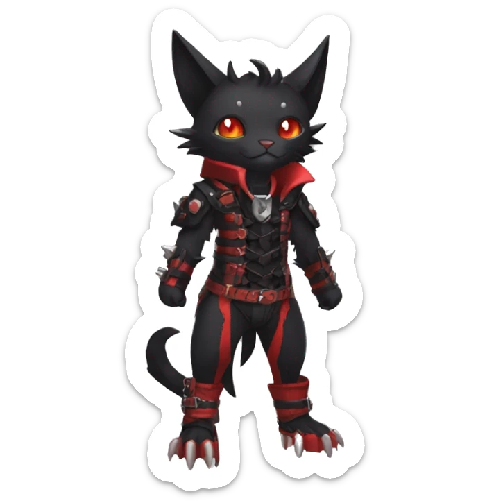 cool edgy black punk red ethereal fantasy nargacuga-bat-cat-Fakemon collar harness full body sticker